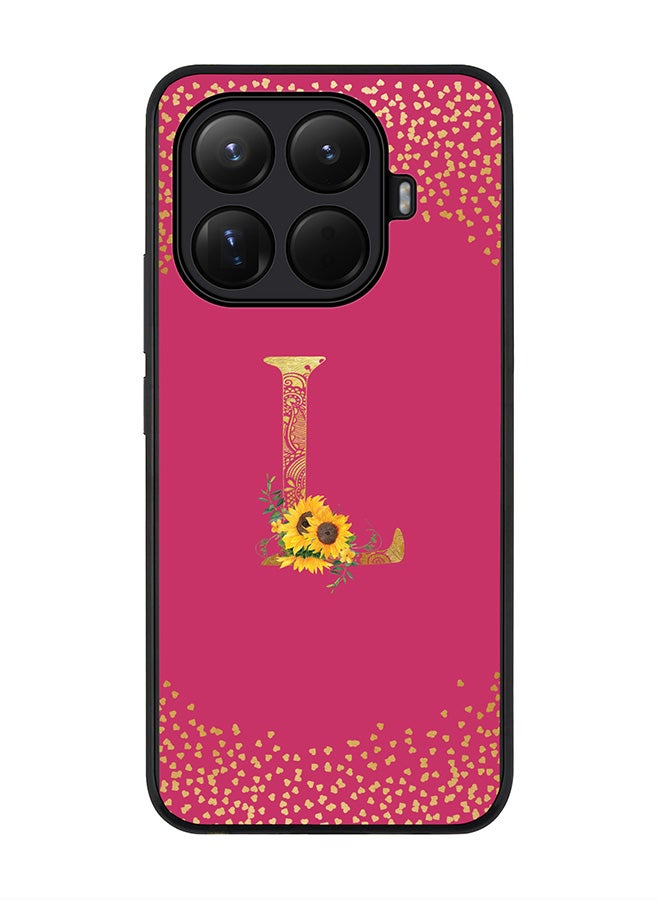For Xiaomi 15T Pro Case,Slim fit Camera Protection, Shockproof Thin Phone cover  - Custom Floral Monogram - L ( Deep Pink )